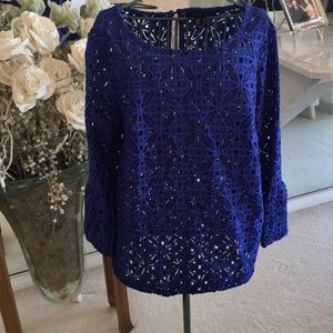 Royal blue lace top long sleeve